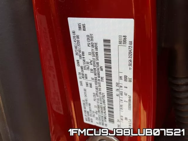 1FMCU9J98LUB07521 фото 2