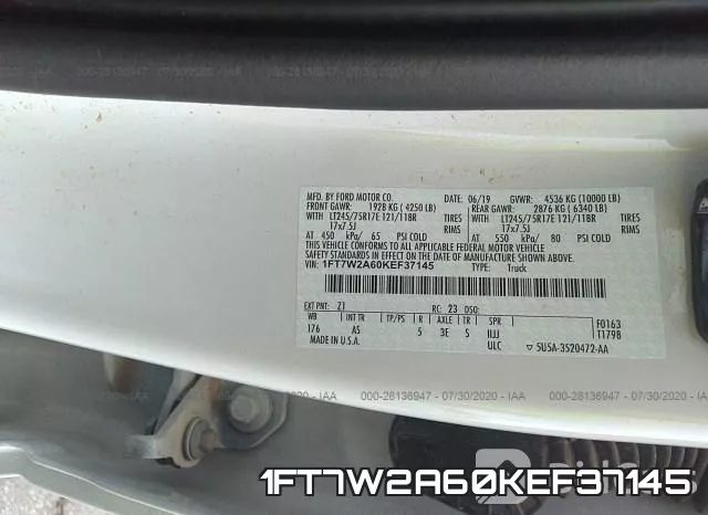 1FT7W2A60KEF37145 фото 10