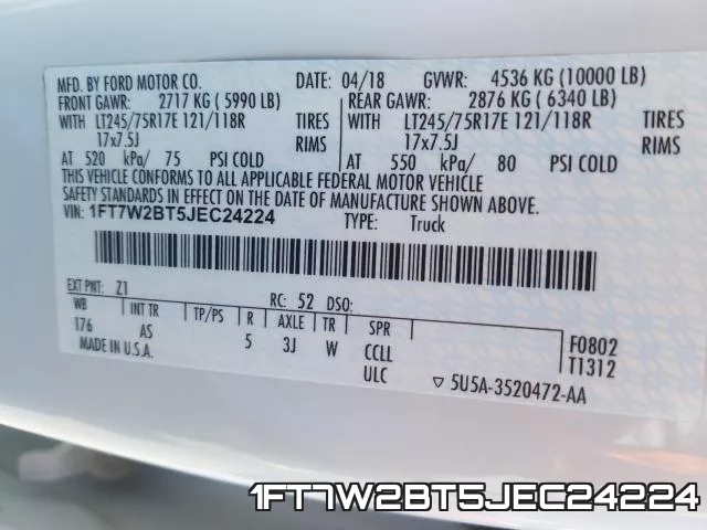 1FT7W2BT5JEC24224 фото 2