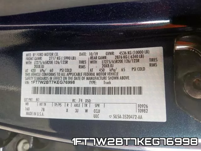 1FT7W2BT7KEG76998 фото 2