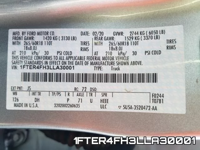 1FTER4FH3LLA30001 фото 2