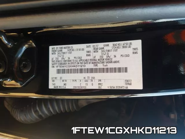 1FTEW1CGXHKD11213 фото 2