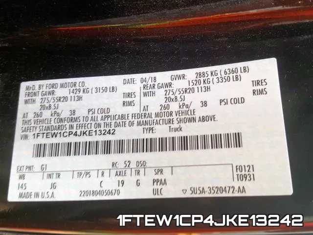 1FTEW1CP4JKE13242 фото 2