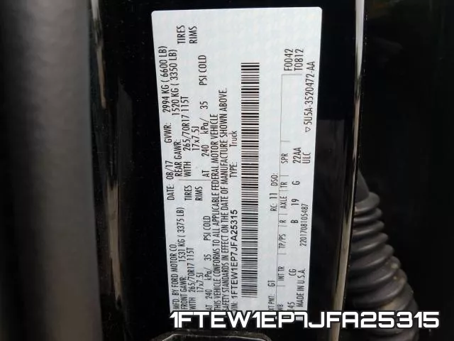 1FTEW1EP7JFA25315 фото 2
