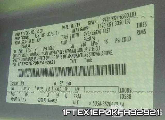 1FTEX1EP0KFA92921 фото 10