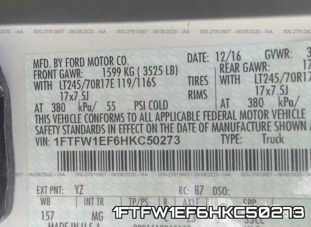 1FTFW1EF6HKC50273 фото 10