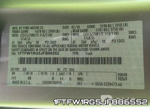1FTFW1RG5JFB86552 фото 10