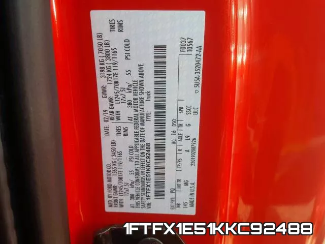 1FTFX1E51KKC92488 фото 2