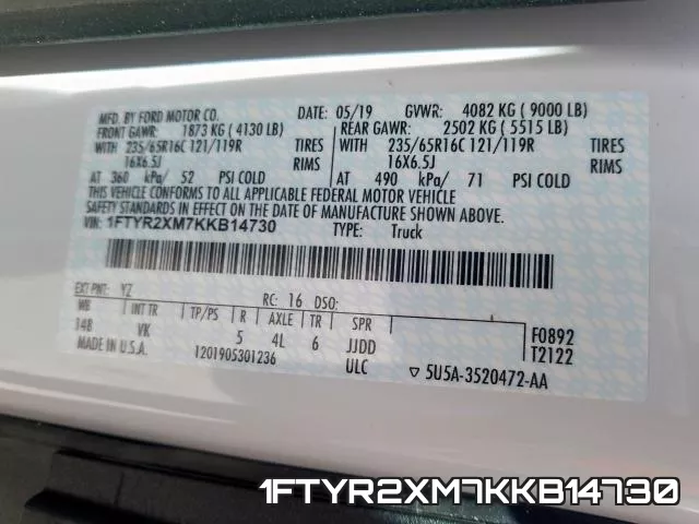 1FTYR2XM7KKB14730 фото 2