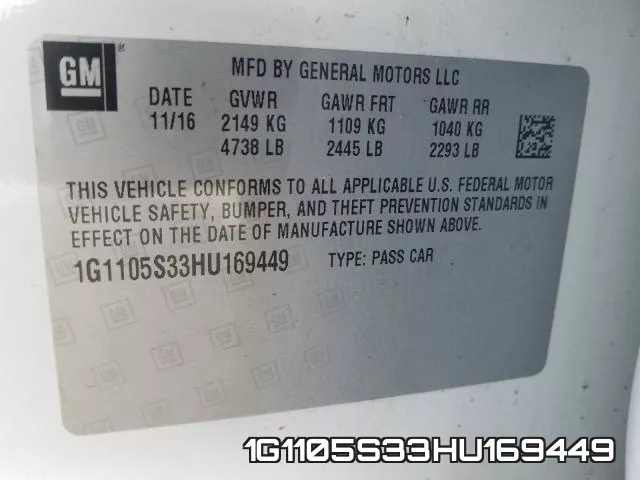 1G1105S33HU169449 фото 2