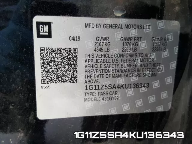 1G11Z5SA4KU136343 фото 2