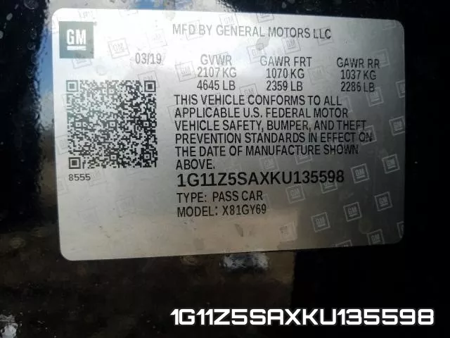 1G11Z5SAXKU135598 фото 2
