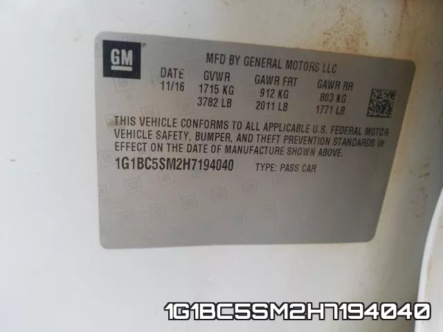 1G1BC5SM2H7194040 фото 2