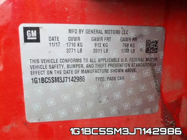 1G1BC5SM3J7142986 фото 2