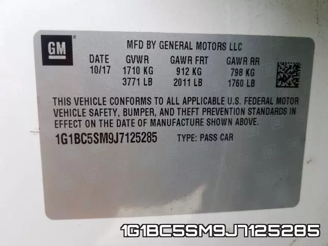 1G1BC5SM9J7125285 фото 2