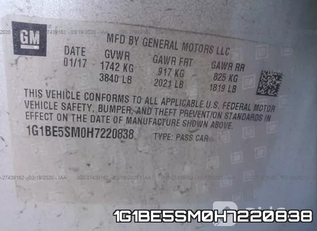 1G1BE5SM0H7220838 фото 10