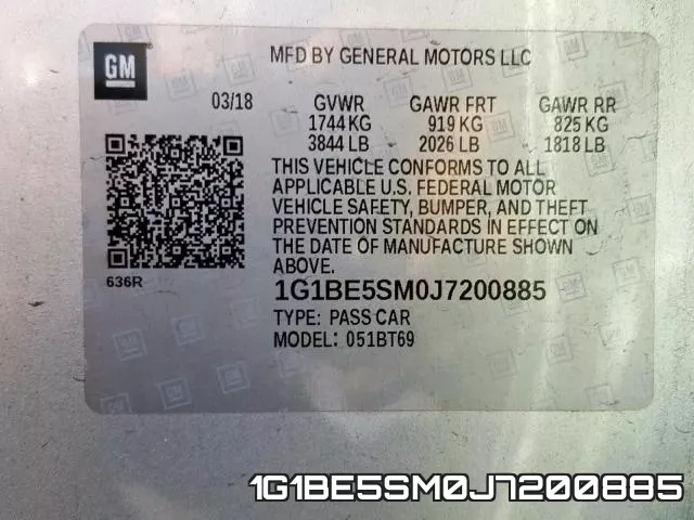 1G1BE5SM0J7200885 фото 2