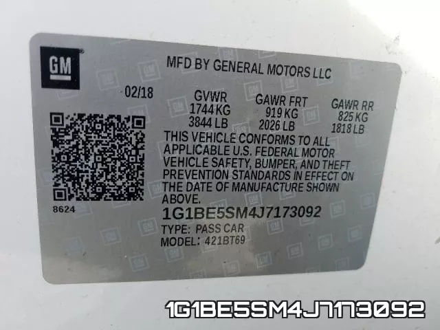 1G1BE5SM4J7173092 фото 2