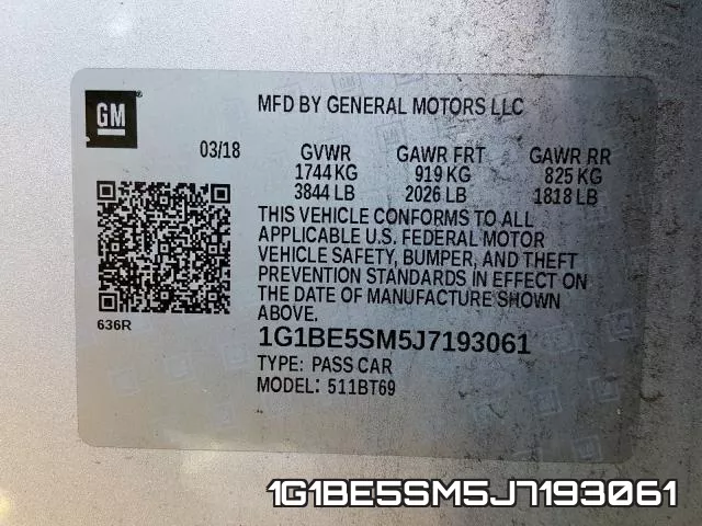 1G1BE5SM5J7193061 фото 2