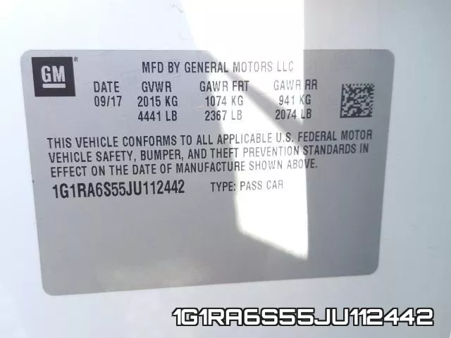 1G1RA6S55JU112442 фото 2