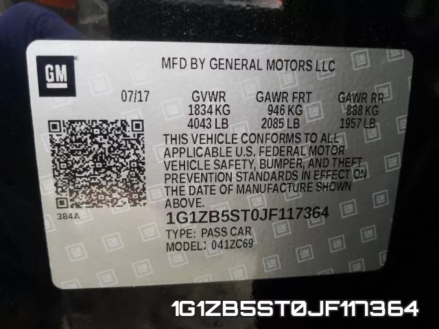1G1ZB5ST0JF117364 фото 2