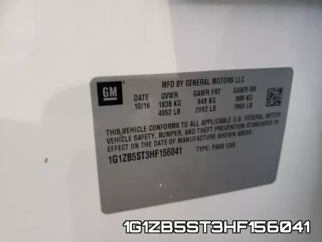 1G1ZB5ST3HF156041 фото 2