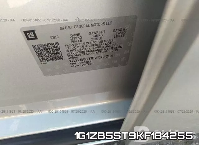 1G1ZB5ST9KF184255 фото 10