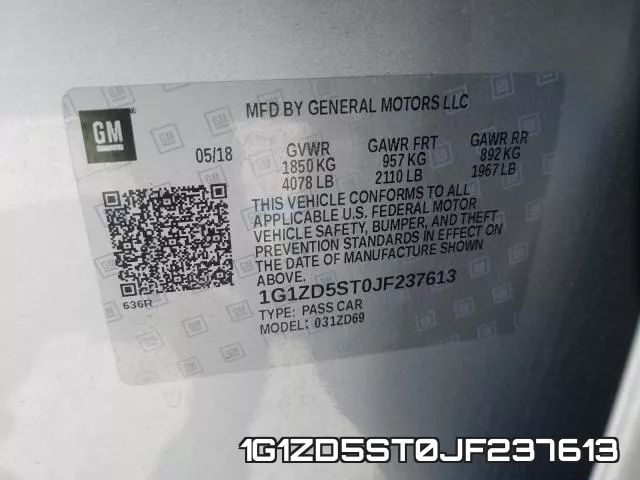 1G1ZD5ST0JF237613 фото 2