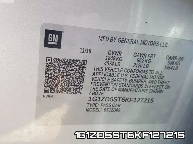 1G1ZD5ST6KF127215 фото 2