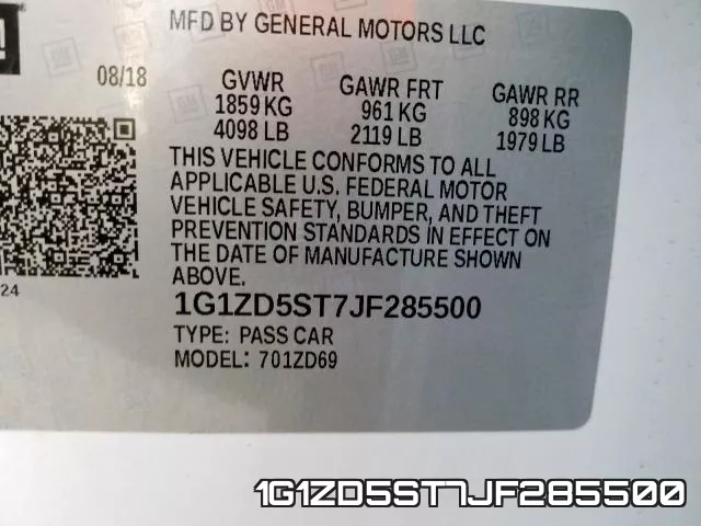 1G1ZD5ST7JF285500 фото 2