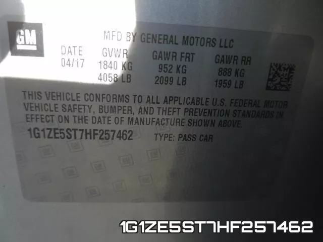 1G1ZE5ST7HF257462 фото 2