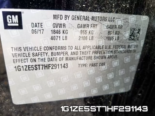 1G1ZE5ST7HF291143 фото 2