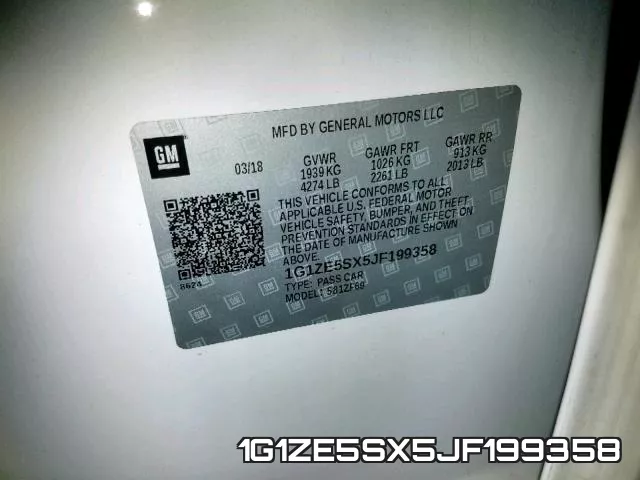 1G1ZE5SX5JF199358 фото 2