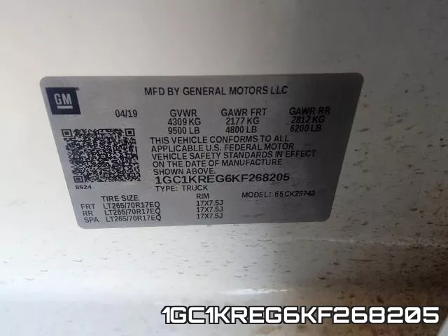 1GC1KREG6KF268205 фото 2