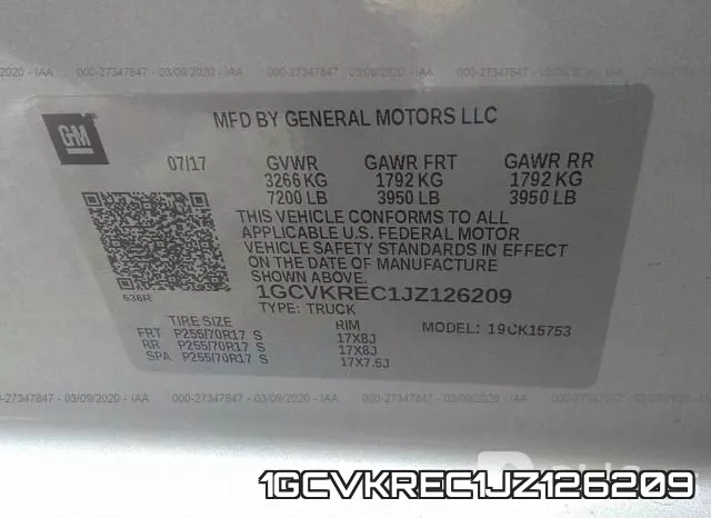 1GCVKREC1JZ126209 фото 10