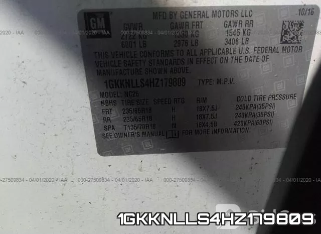 1GKKNLLS4HZ179809 фото 10