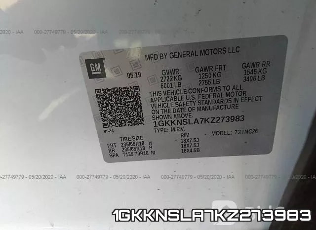 1GKKNSLA7KZ273983 фото 10