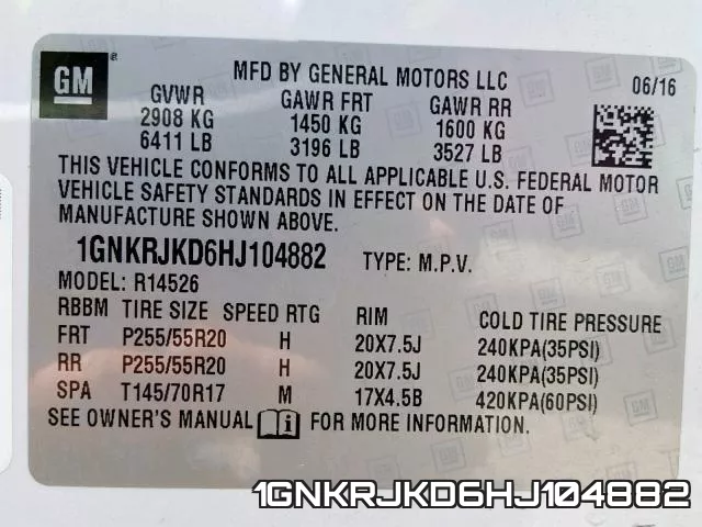1GNKRJKD6HJ104882 фото 2