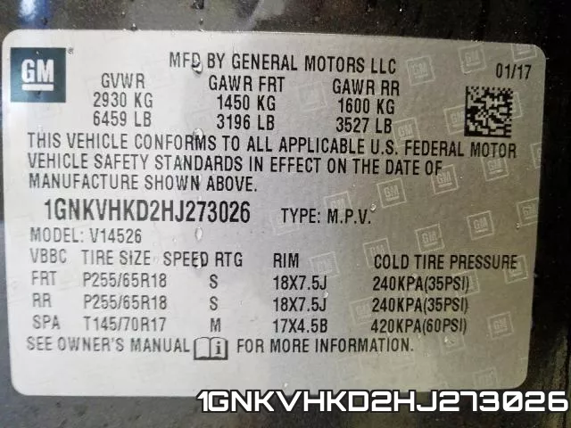 1GNKVHKD2HJ273026 фото 2