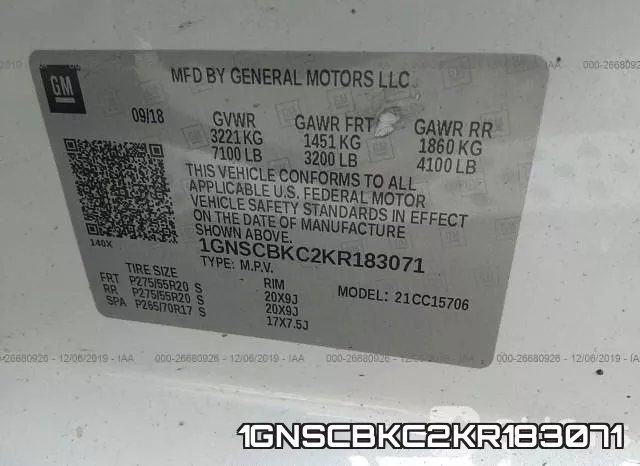 1GNSCBKC2KR183071 фото 10