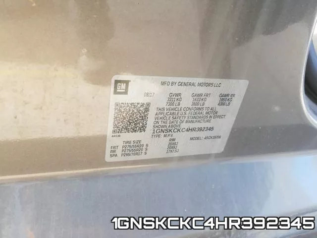 1GNSKCKC4HR392345 фото 2