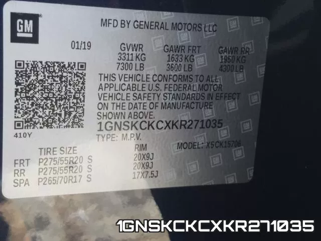 1GNSKCKCXKR271035 фото 2