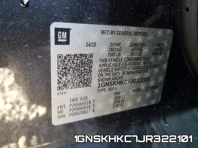 1GNSKHKC7JR322101 фото 2