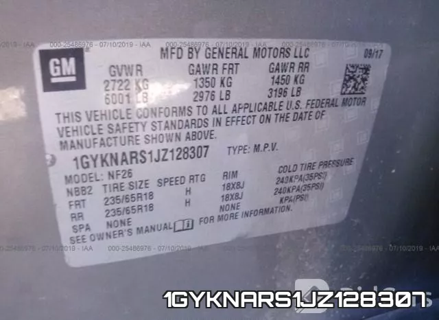 1GYKNARS1JZ128307 фото 10