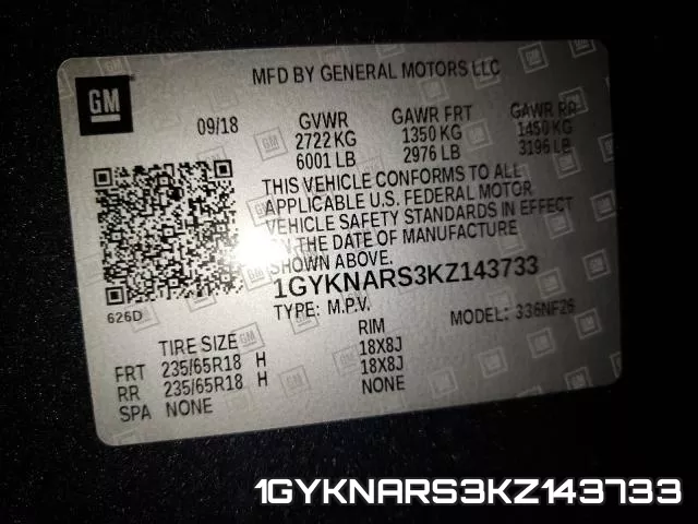 1GYKNARS3KZ143733 фото 2