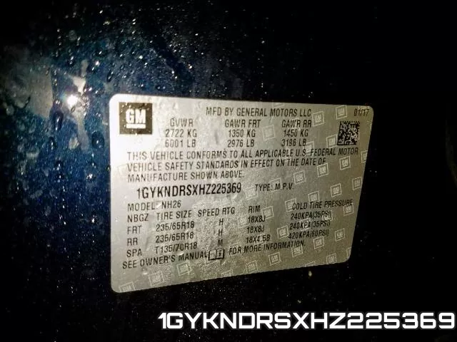 1GYKNDRSXHZ225369 фото 2