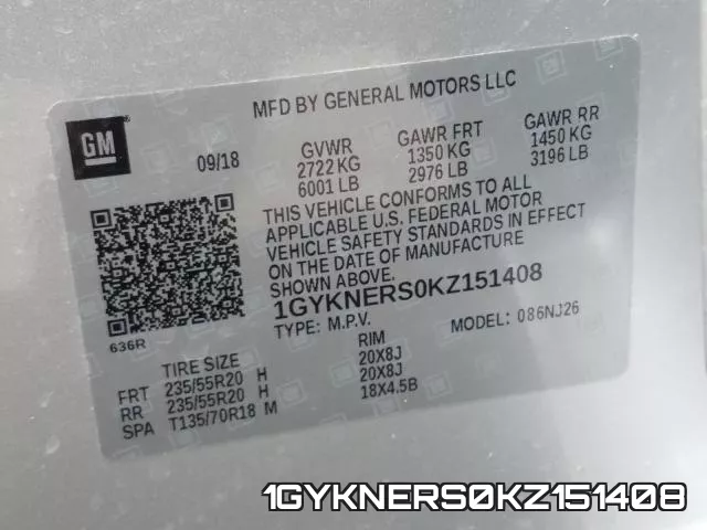 1GYKNERS0KZ151408 фото 2