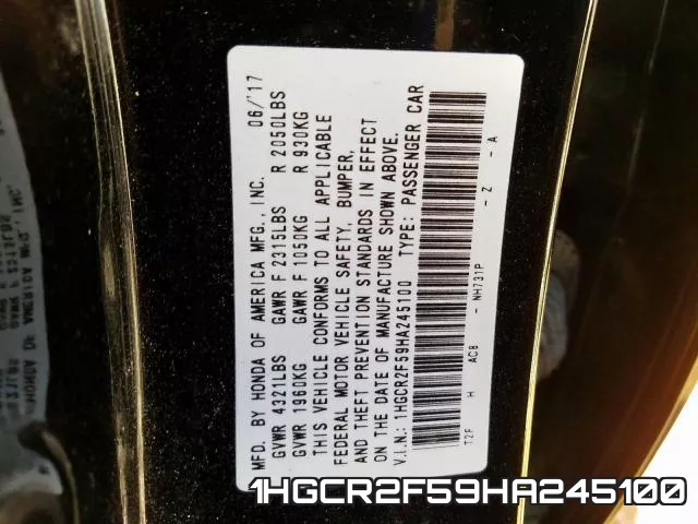 1HGCR2F59HA245100 фото 2