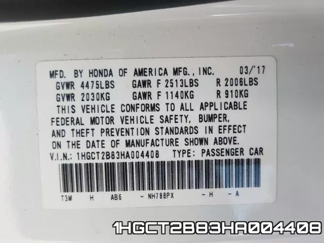 1HGCT2B83HA004408 фото 2