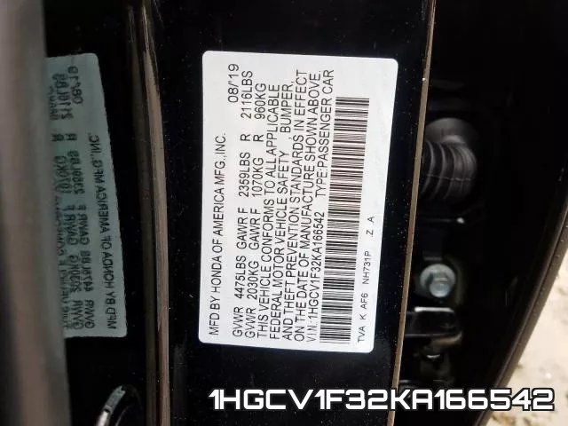 1HGCV1F32KA166542 фото 2